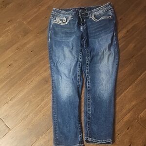 Vigoss Dark Blue Straight Leg Jeans Short In Length